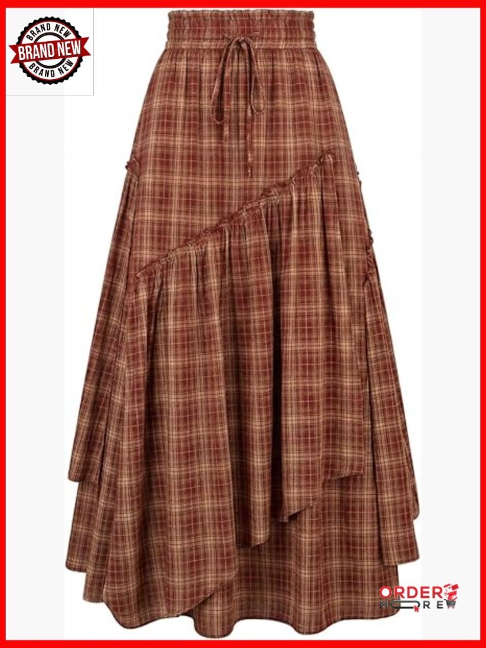 Plus Size Maxi Skirt with Pockets, A-Line Tiered Renaissance Costume